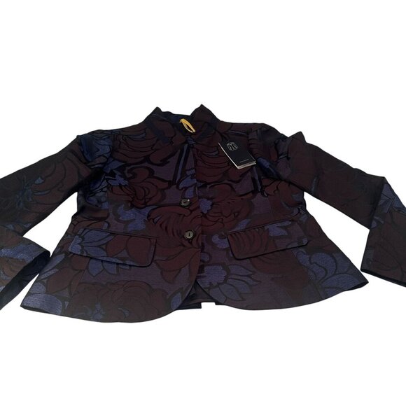 Piazza Sempione Italy Floral Jacquard Blazer Womens Button Up  Jacket Lined New - Picture 1 of 16